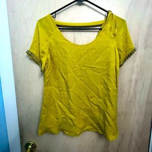 Mustard yellow beaded shirt